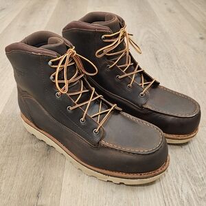 Red Wing Shoes Dark Brown Leather Boots with Tan Laces